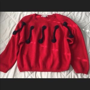 Vintage Red sweater with Navy Blue accents Size M